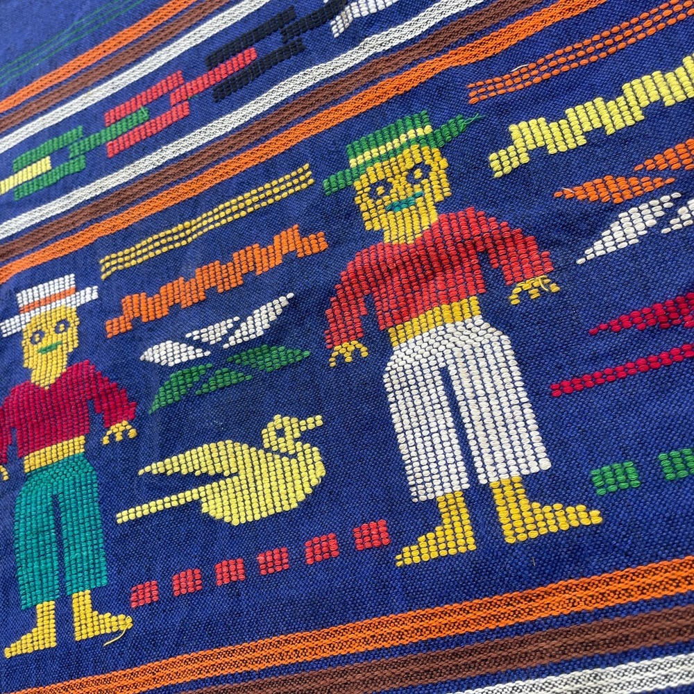 Guatemalan Tapestry Wall Hanging Folk Art Handmade Stitched‎ Textile 22 x 20 - Picture 4 of 10